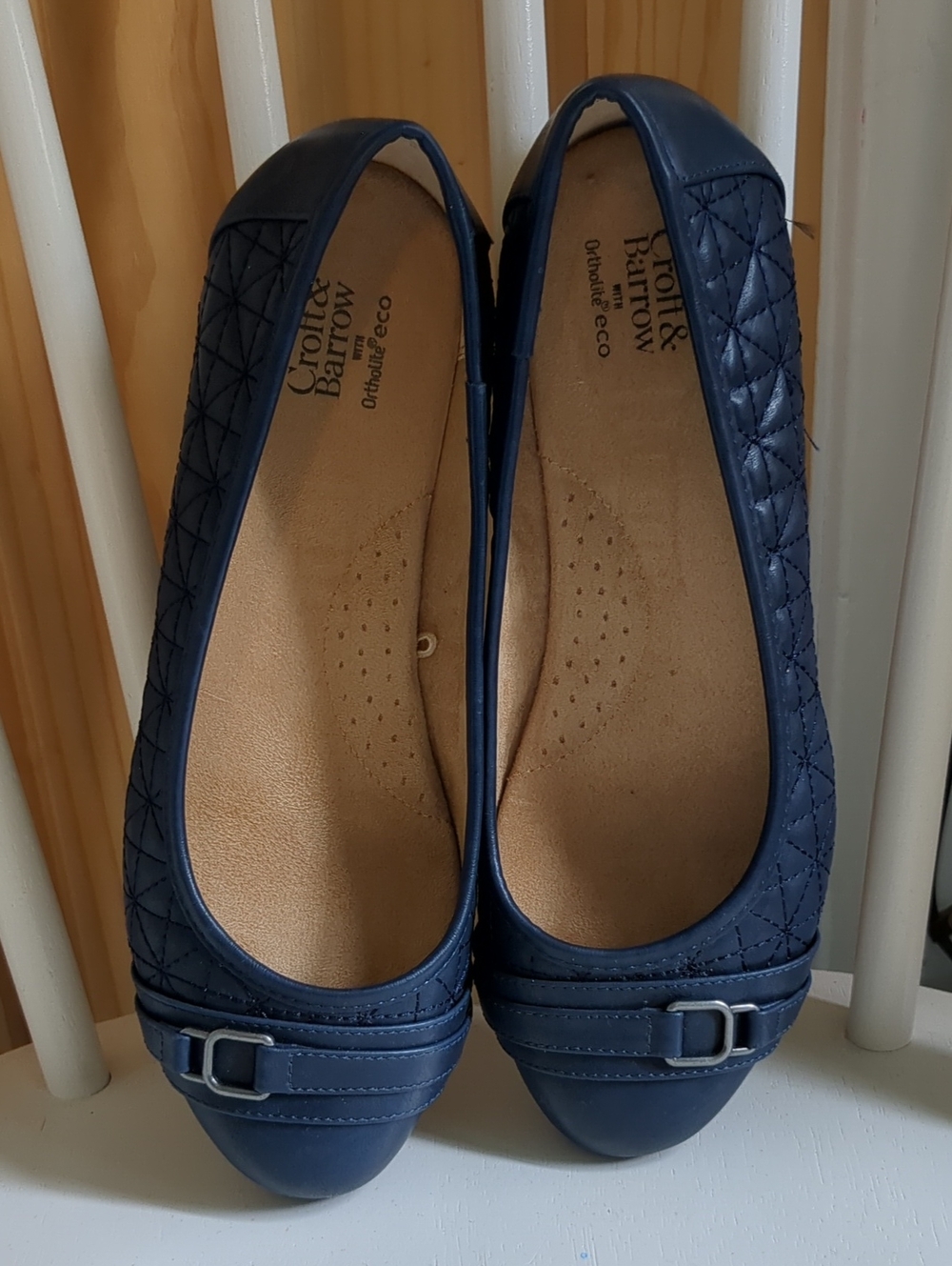 Croft & Barrow Quilted Navy Ballet Flats with Buckle Accent. Size 8.5 Wide. - Picture 2 of 5